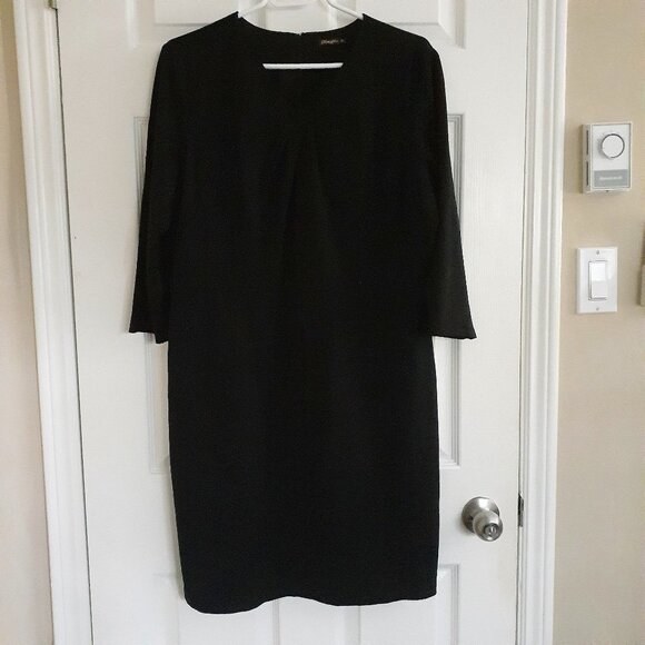 J. McLaughlin Women's Size XL 3/4 Sleeve Compact Bainbridge Black Midi Dress - Picture 1 of 12